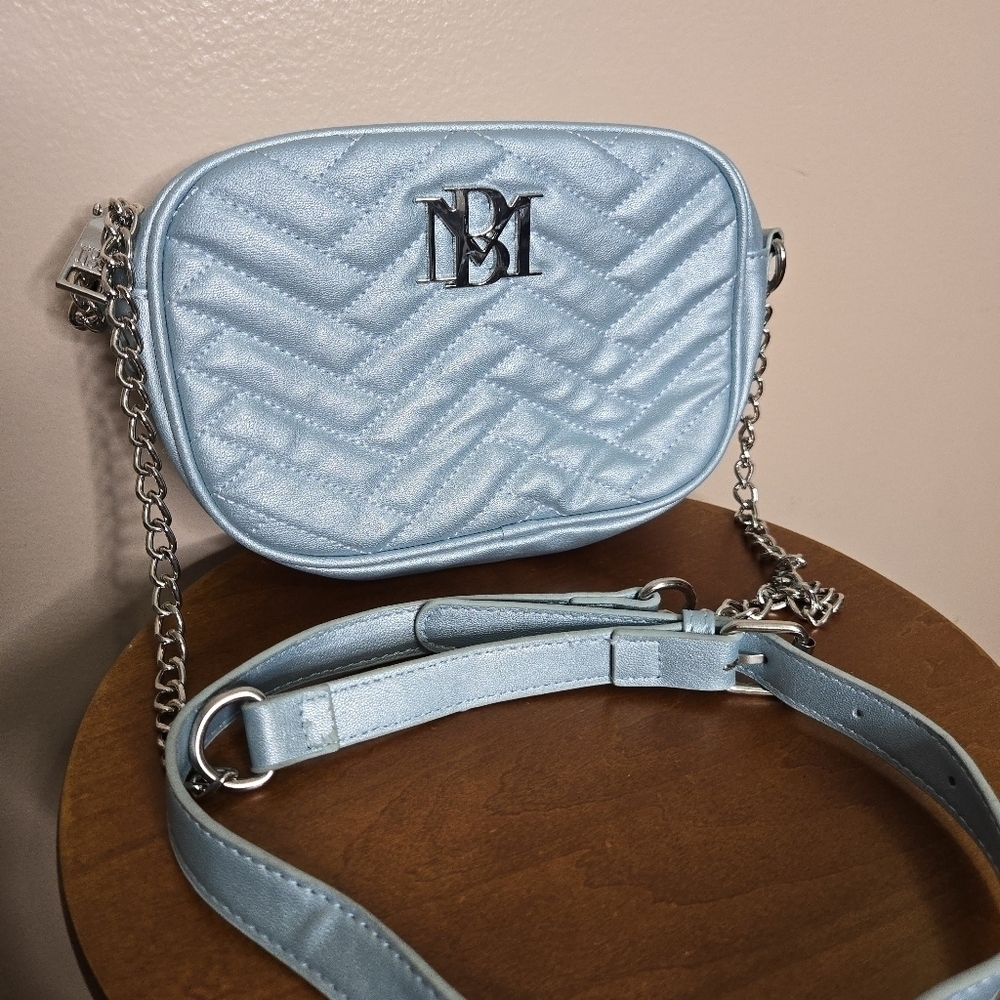 Badgley Mischka Blue Quilted Crossbody Camera Bag